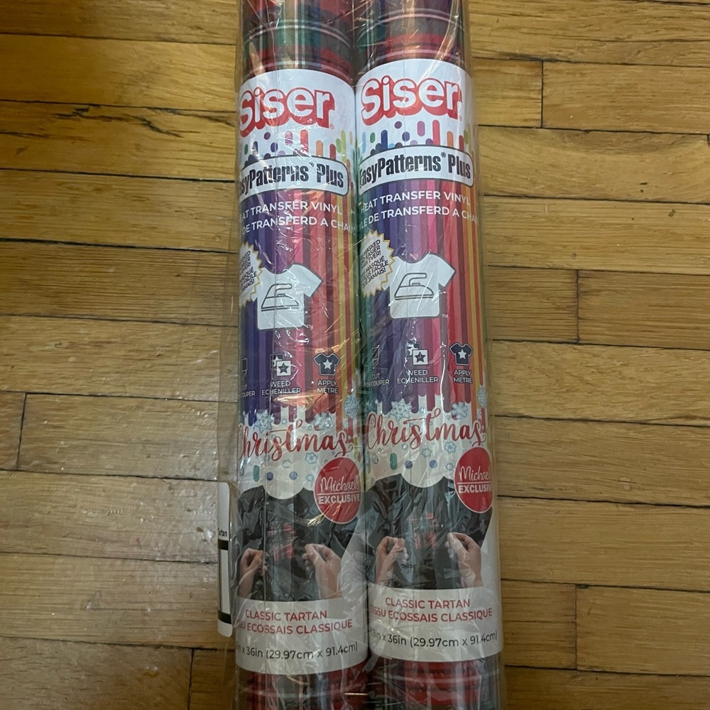 Siser Christmas red plaid easypatterns plus heat transfer vinyl bundle of 2
